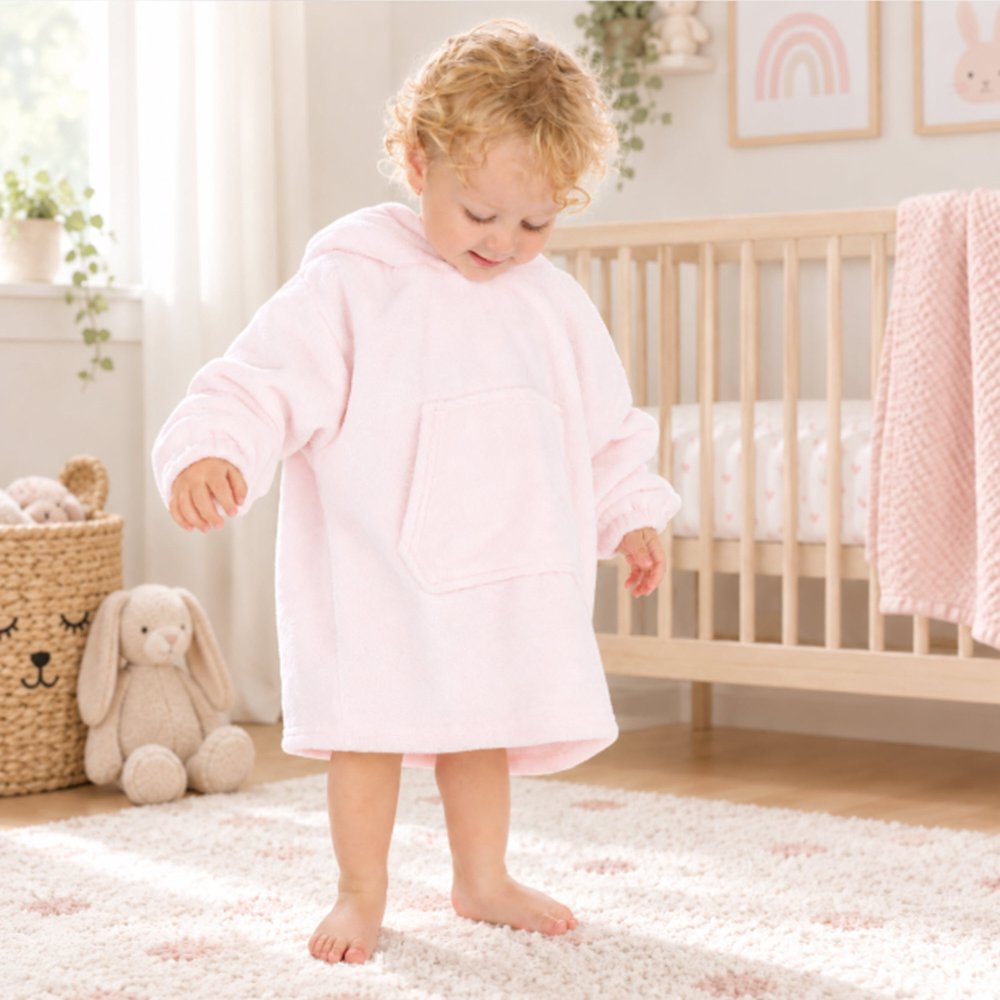 18C1001: Young Infants Plain Oversized Plush Hoodie WIth Borg Lined Hood- Pink (One Size - 18 Months- 3 Years) 18C1001: Young Infants Plain Oversized Plush Hoodie WIth Borg Lined Hood- Pink (One Size - 18 Months- 3 Years)